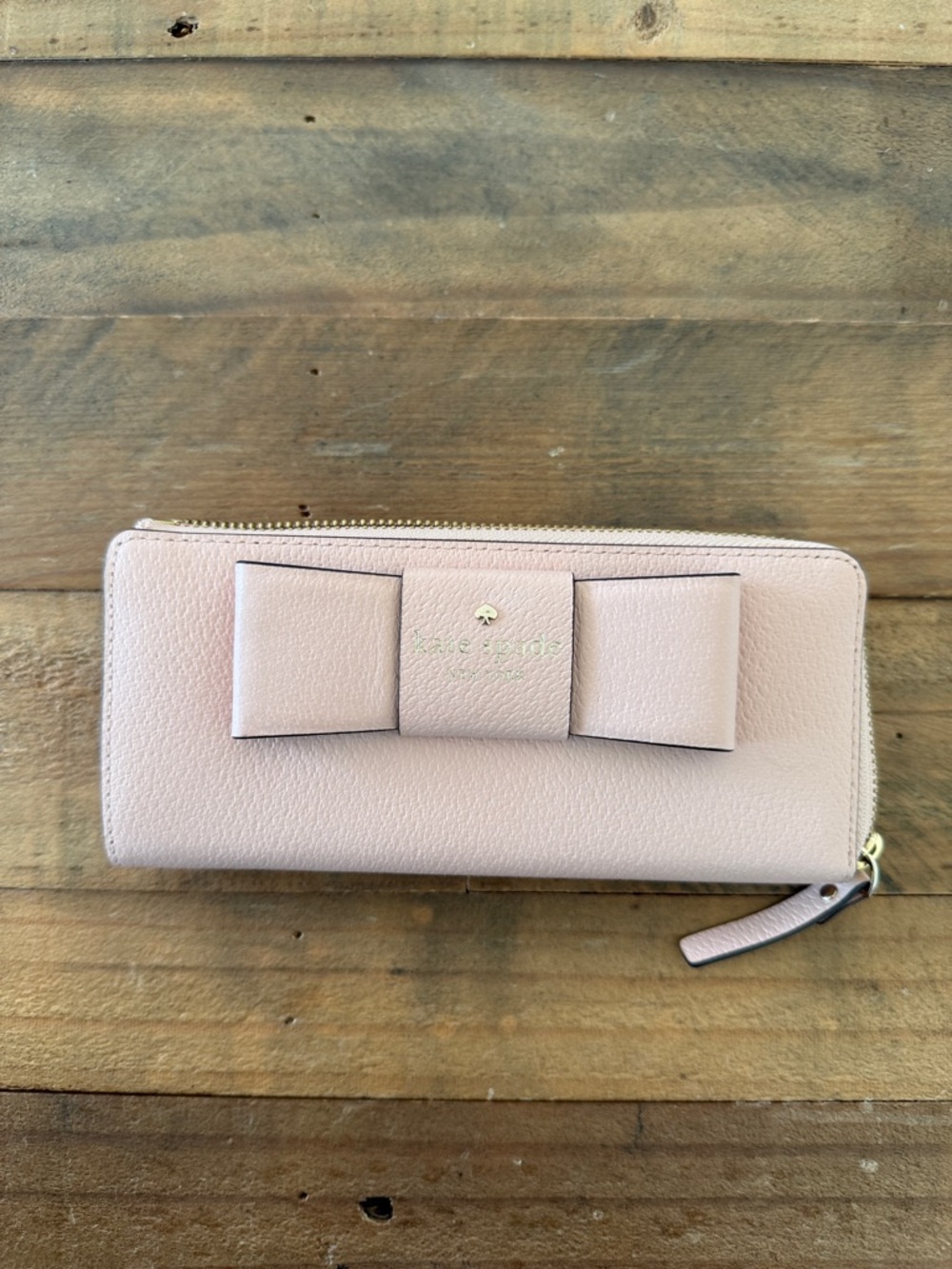 kate spade Blush Pink Bow Zip-Around Wallet